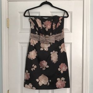 Strapless black and floral dress